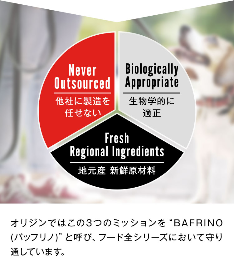 他社に製造を任せない、生物学的に適正、地元産 新鮮原材料