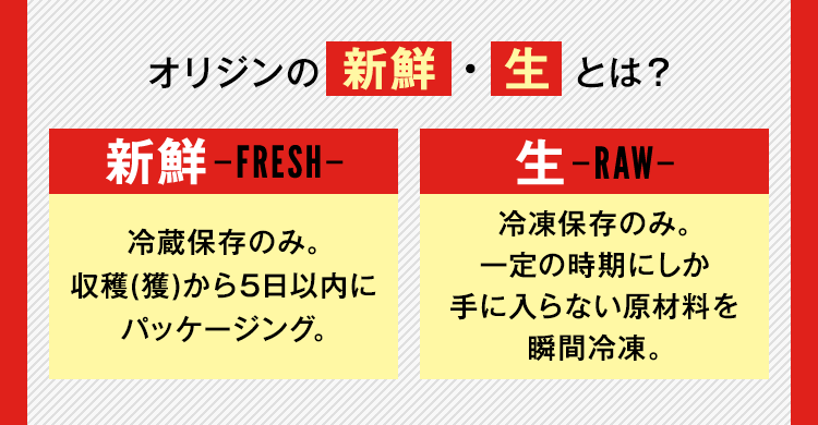 オリジンの新鮮・生とは